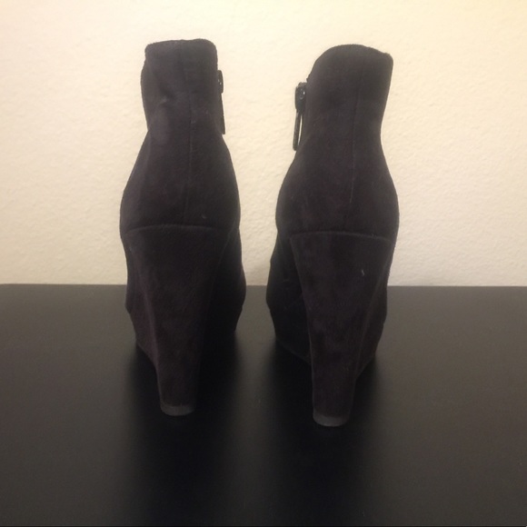 Black Suede Wedge Booties - Picture 2 of 5